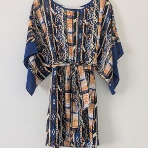 Blue Orange White Dolman Sleeve Mini Sundress